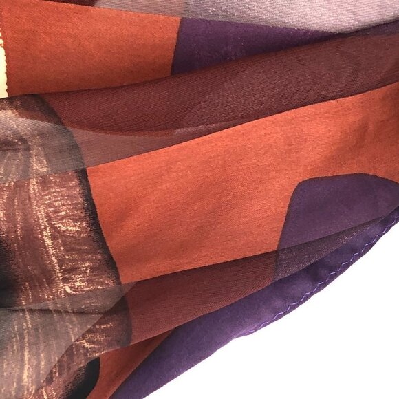 Vintage Elaine Gold Silk Scarf Women's Black Bronze Red Purple 52" - Picture 6 of 8